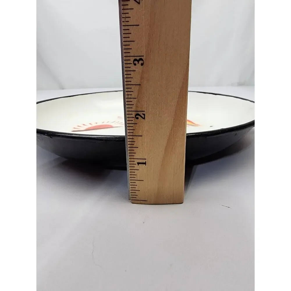 Graniteware Enamel Rustic Rooster 2 Handle Pan Decorative 10” x 1.5